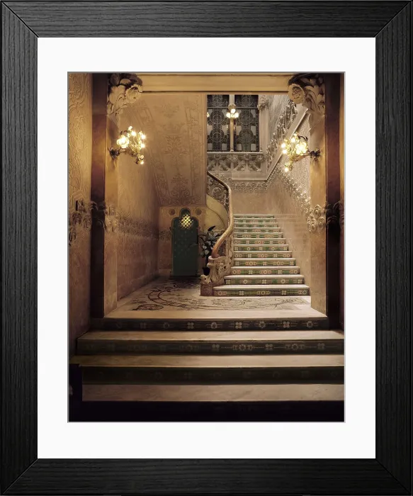 Framed Print : DOMENECH I MONTANER, Lluis (1850-1923). Navs House. 1901-1907. SPAIN. Reus. Navs House. Marble stairs from the main entrance. Modernism. Architecture