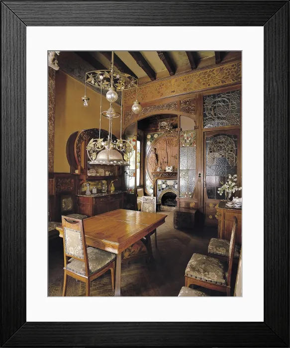 Framed Print : DOMENECH I MONTANER, Lluis (1850-1923). Navs House. 1901-1907. SPAIN. Reus. Navs House. Dinning room with furniture by Gaspar Homar i Mesquida. Modernism. Architecture