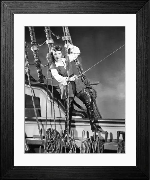 Framed Print : AGAINST ALL FLAGS, Maureen O'Hara, 1952 Framed Print : AGAINST ALL FLAGS, Maureen O'Hara, 1952