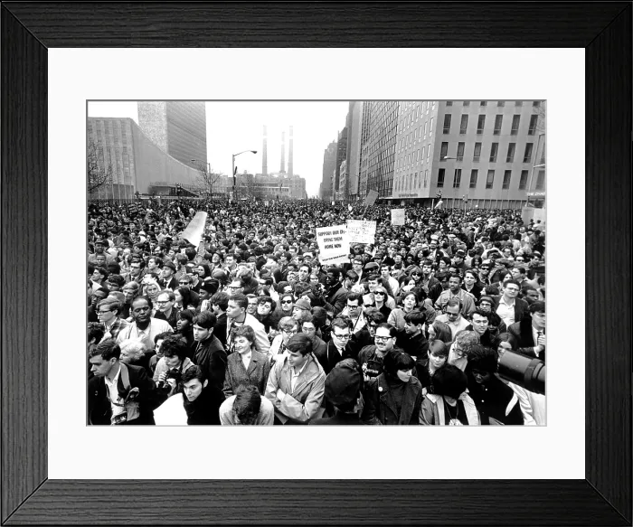 Framed Print : Anti-Vietnam War demonstration outside the United Nations Building, New York City, 04-15-67. Courtesy: CSU Archives  /  Everett Collection
