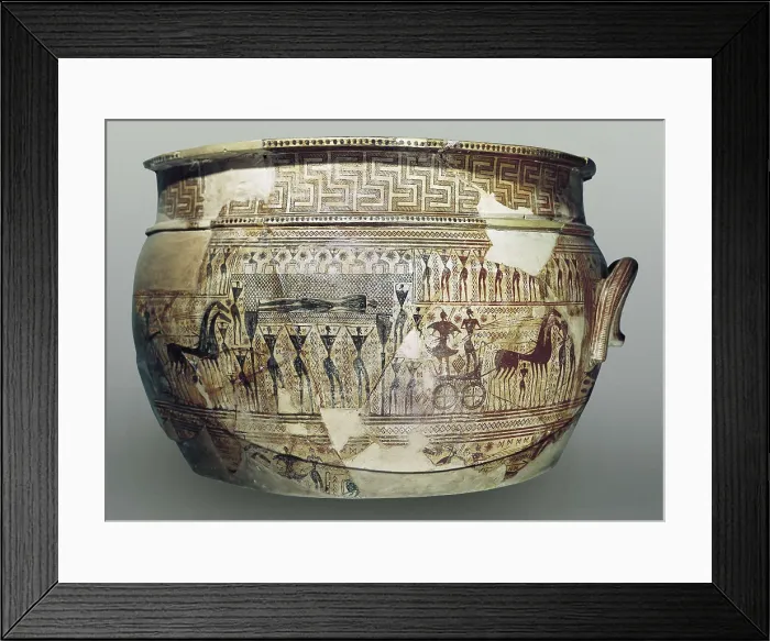 Framed Print : DIPYLON, Master of (8th C. BC). Fragmented Krater. ca. 750 BC. Geometric Greek art. Ceramics. FRANCE. Paris. Louvre Museum. Proc: GREECE. Athens