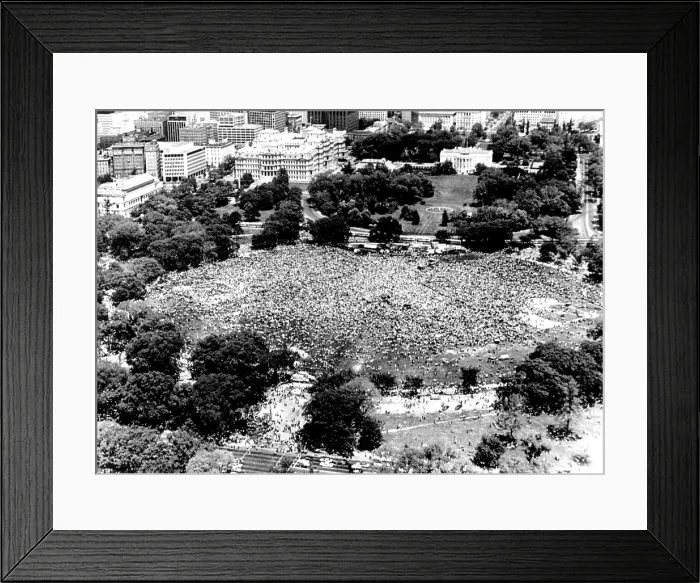 Framed Print : Vietnam War, aerial photograph of huge Anti-Vietnam War demonstration, on the Ellipse (behind the White House), Washington DC, 05 / 09 / 70