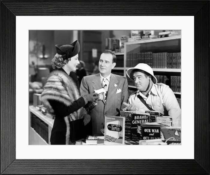 Framed Print : AFRICA SCREAMS, from left: Hilary Brooke, Bud Abbott, Lou Costello, 1949