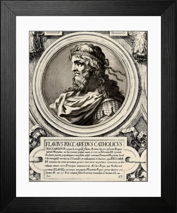Framed Print : RECARED I ( -601). Engraving. AISA / Everett Collection**US SALES ONLY** Framed Print : RECARED I ( -601). Engraving. AISA / Everett Collection**US SALES ONLY**