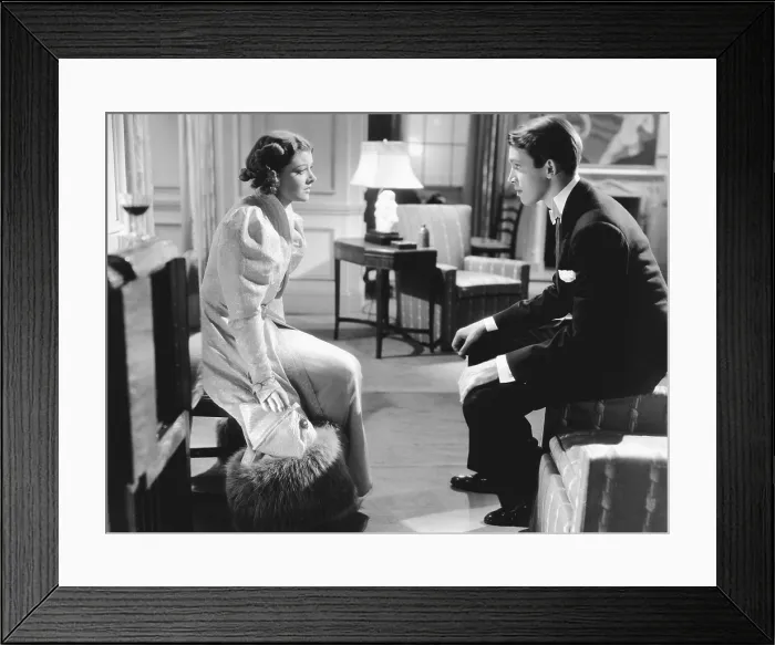Framed Print : AFTER THE THIN MAN, from left: Myrna Loy, James Stewart, 1936