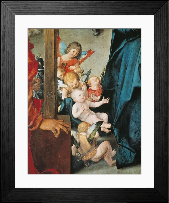 Framed Print : DURER, Albrecht (1471-1528). Paumgartner Altarpiece. ca. 1500. Central detail from central panel: representation of Christ Child surrounded by angels. Scene of the Nativity Framed Print : DURER, Albrecht (1471-1528). Paumgartner Altarpiece. ca. 1500. Central detail from central panel: representation of Christ Child surrounded by angels. Scene of the Nativity