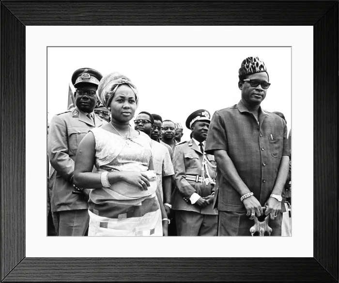 Framed Print : President Joseph Mobutu (right) of the Congo with his wife during a ceremony at Kinshasa. Sept. 12, 1967. Mme