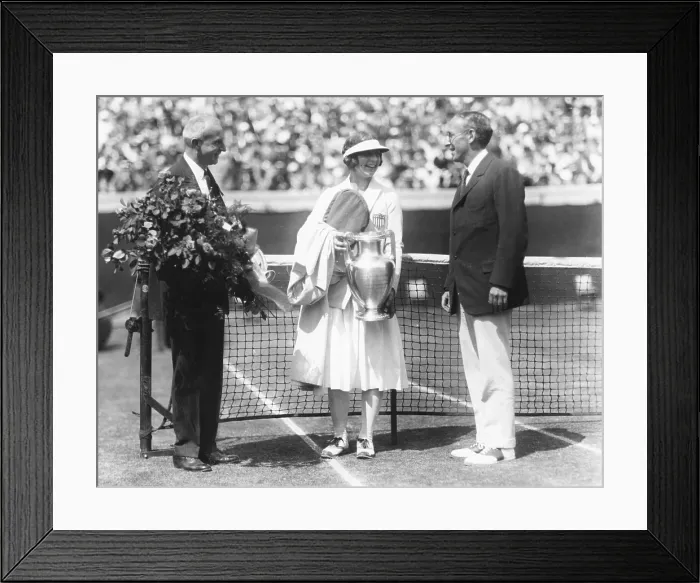 Framed Print : Helen Wills holds the trophy for winning the National Women's Singles Championship. August 18, 1923