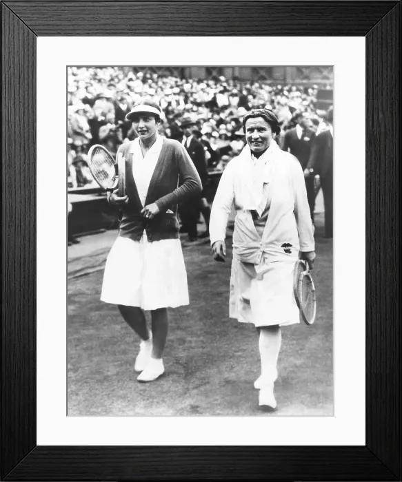 Framed Print : Helen Wills Moody and Elizabeth Ryan leaving the Wimbledon court after their finals match. July 11, 1930. Wills Moody defeated her fellow American Ryan in two sets, 6-2, 6-2 Framed Print : Helen Wills Moody and Elizabeth Ryan leaving the Wimbledon court after their finals match. July 11, 1930. Wills Moody defeated her fellow American Ryan in two sets, 6-2, 6-2