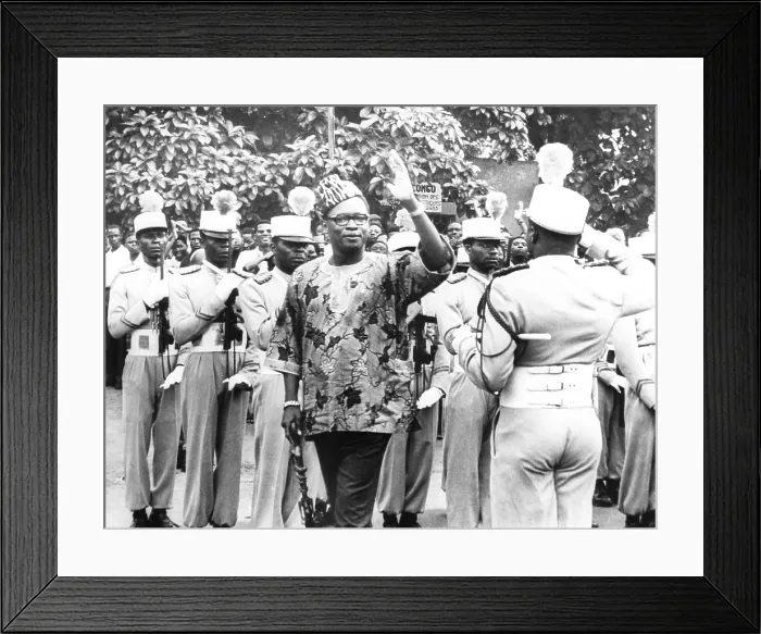 Framed Print : President Joseph Mobutu of the Congo before addressing the Corps of Volunteers of the Republic. Jan 3, 1967. Formed soon after Mobutu assumed full power in Nov