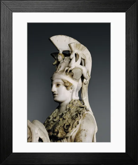 Framed Print : PHIDIAS (490 -431 BC). Varvakeion Athena. 448 BC. Roman copy from the 2nd c. of the cryselephantine original, the Partenos Athena. Detail. Classical Greek art