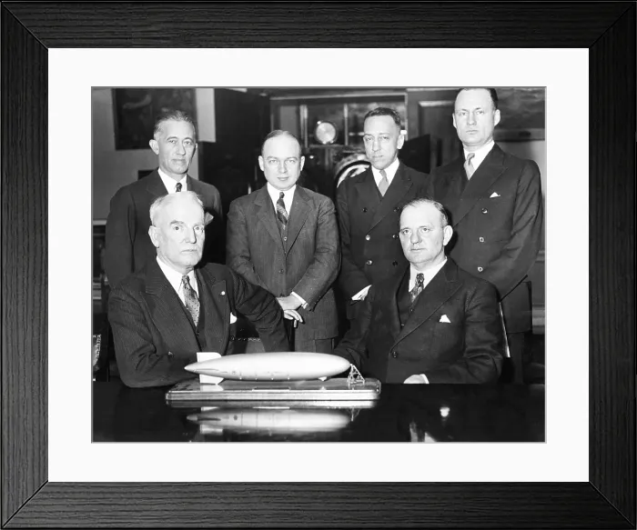 Framed Print : House Naval Affairs Committee, investigating rumored defects in the dirigible, USS Akron. Jan. 20, 1932. Adm