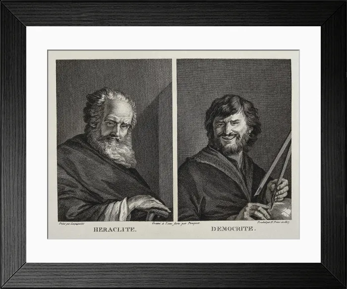Framed Print : DEMOCRITUS (460-370 BC); HERACLEITUS (540-480 BC). Etching. AISA / Everett Collection**US SALES ONLY** Framed Print : DEMOCRITUS (460-370 BC); HERACLEITUS (540-480 BC). Etching. AISA / Everett Collection**US SALES ONLY**