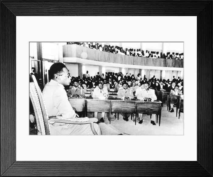Framed Print : Joseph Mobutu meets the Parliament in Leopoldville (Kinshasa) on Nov. 30, 1965