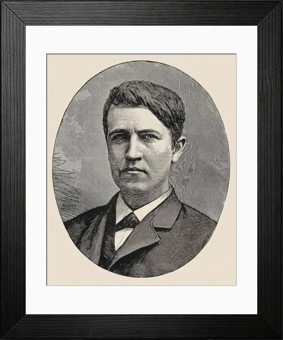 Framed Print : EDISON, Thomas Alva (1847-1931). Engraving. AISA / Everett Collection**US SALES ONLY** Framed Print : EDISON, Thomas Alva (1847-1931). Engraving. AISA / Everett Collection**US SALES ONLY**