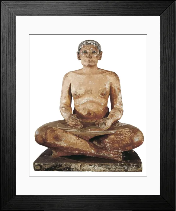 Framed Print : The Seated Scribe. 28th-23rd c. BC. It belongs to the 4th or 5th dynasty. Painted limestone, glass rock eyes inset into copper Framed Print : The Seated Scribe. 28th-23rd c. BC. It belongs to the 4th or 5th dynasty. Painted limestone, glass rock eyes inset into copper