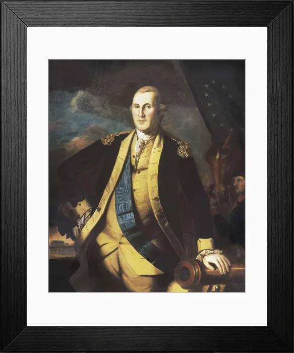 Framed Print : Portrait carried out after an original by Charles Wilson Peale of George Washington in Princeton. Oil on canvas. AISA / Everett Collection**US SALES ONLY** Framed Print : Portrait carried out after an original by Charles Wilson Peale of George Washington in Princeton. Oil on canvas. AISA / Everett Collection**US SALES ONLY**