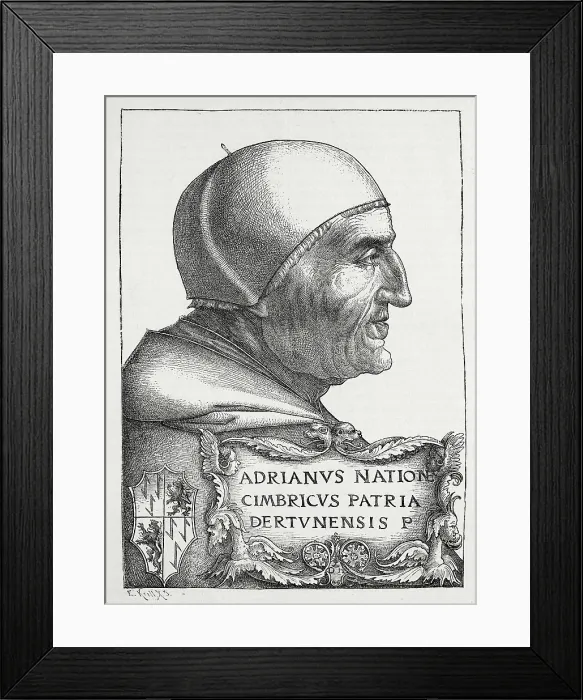 Framed Print : ADRIAN VI (1459-1523). Engraving by D. Hopfer. Renaissance art. Engraving. SPAIN. Madrid. National Library. AISA / Everett Collection**US SALES ONLY** Framed Print : ADRIAN VI (1459-1523). Engraving by D. Hopfer. Renaissance art. Engraving. SPAIN. Madrid. National Library. AISA / Everett Collection**US SALES ONLY**