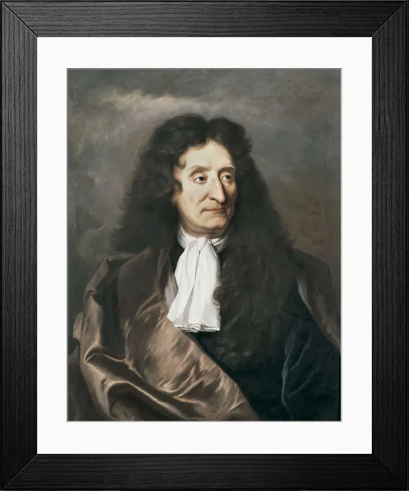 Framed Print : RIGAUD, Jacint Rigaud i Ros, called Hyacinthe (1659-1743). Jean de La Fontaine. 2nd half 17th c. Baroque art. Oil on canvas. SPAIN. Monistrol de Montserrat. Museum of Montserrat