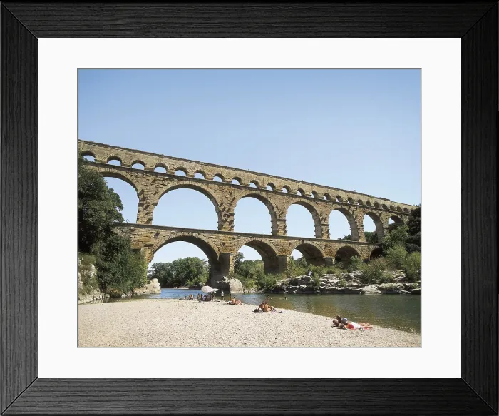 Framed Print : FRANCE. LANGUEDOC-ROUSSILLON. GARD. Vers-Pont-du-Gard. Pont du Gard (1st c. AD), Roman aqueduct over the Gardon river. Roman art. Early Empire Framed Print : FRANCE. LANGUEDOC-ROUSSILLON. GARD. Vers-Pont-du-Gard. Pont du Gard (1st c. AD), Roman aqueduct over the Gardon river. Roman art. Early Empire