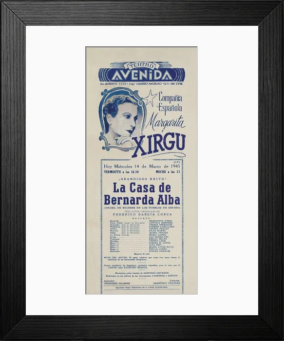 Framed Print : Performance of 'La Casa de Bernarda Alba' (The House of Bernarda Alba) done by the Margarita Xirgu's Spanish Company. Avenida Theatre in Buenos Aires (1945). SPAIN