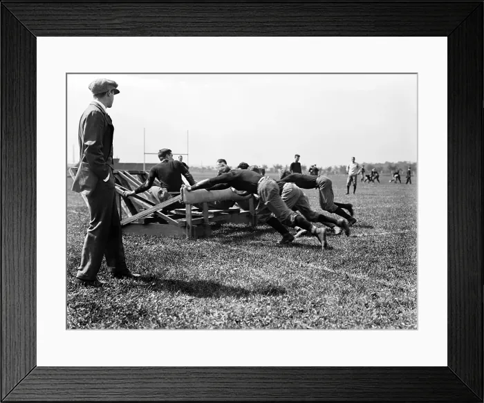 Framed Print : Football, Harvard football team exercise, circa 1910-15 Framed Print : Football, Harvard football team exercise, circa 1910-15