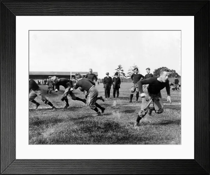 Framed Print : Football, Yale football team practice, circa 1908-15 Framed Print : Football, Yale football team practice, circa 1908-15