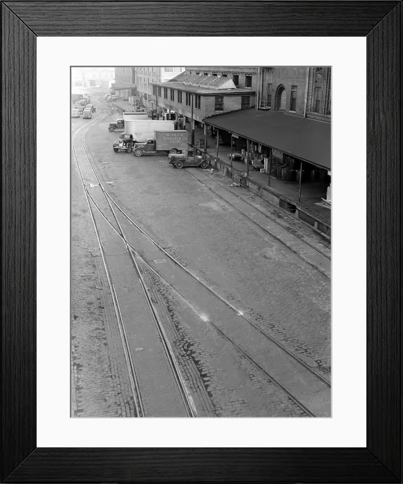 Framed Print : Nebraska, trucks in the wholesale district, Omaha, photograph by John Vachon, Omaha, November, 1938 Framed Print : Nebraska, trucks in the wholesale district, Omaha, photograph by John Vachon, Omaha, November, 1938