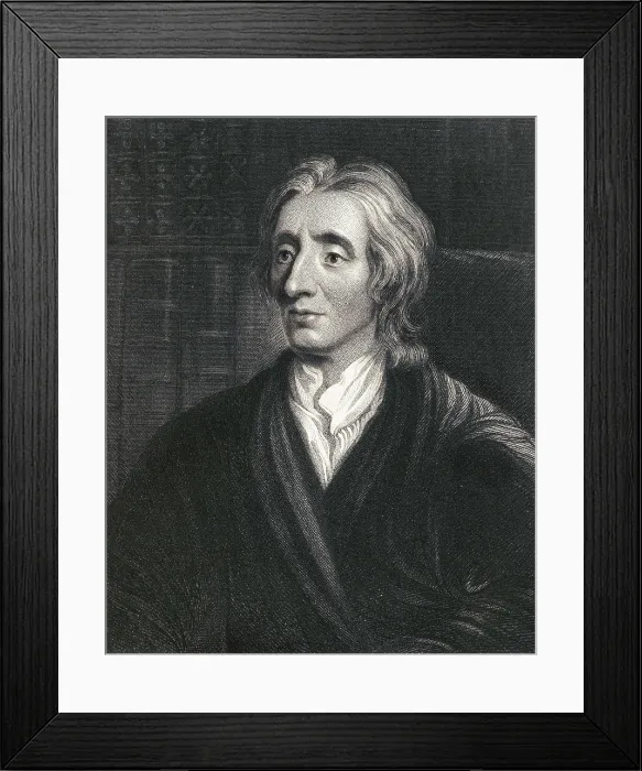 Framed Print : LOCKE, John (1632-1704). Portrairt of Locke, illustration of an edition of 'Philosophical Works' executed in London in 1872. Etching. SPAIN. Barcelona