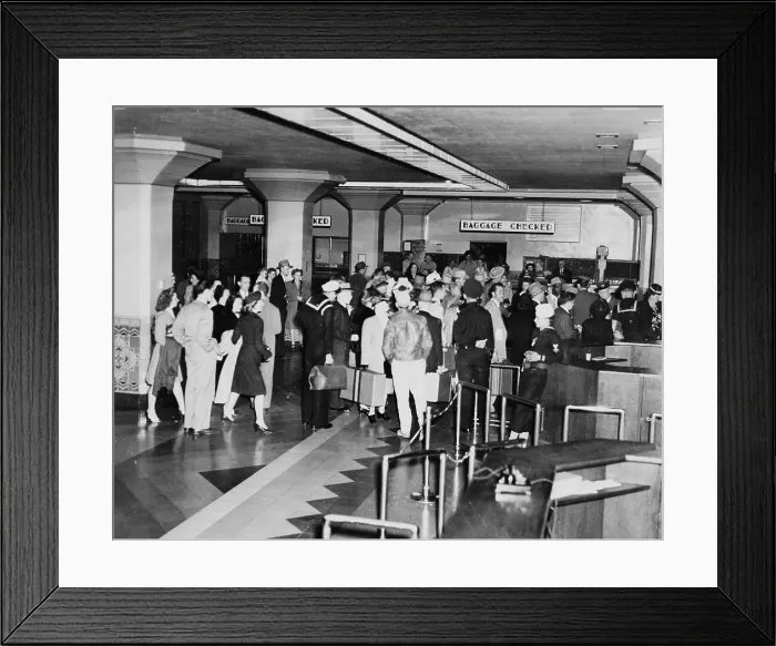Framed Print : Los Angeles, Union Station interior, California, circa 1940s