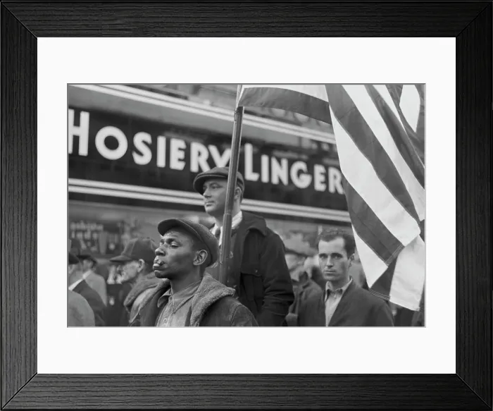 Framed Print : Nebraska, watching the Armistice Day parade, photograph by John Vachon, Omaha, November, 1938