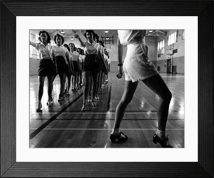 Framed Print : Tap dancing class in the gymnasium at Iowa State College, photograph by Jack Delano, Ames, Iowa, May, 1942 Framed Print : Tap dancing class in the gymnasium at Iowa State College, photograph by Jack Delano, Ames, Iowa, May, 1942