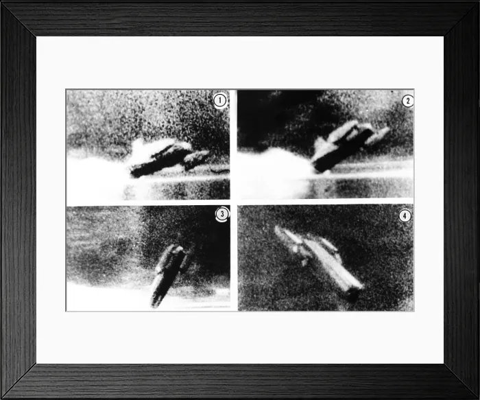 Framed Print : Donald Campbell was killed his jet powered boat, Bluebird K7, on Lake Coniston. Jan. 4, 1967