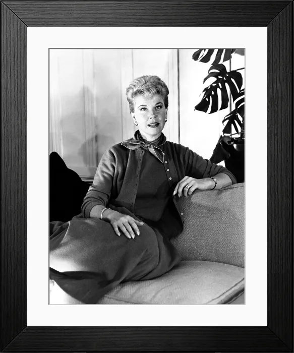 Framed Print : JULIE, Doris Day, relaxing between takes, 1956 Framed Print : JULIE, Doris Day, relaxing between takes, 1956