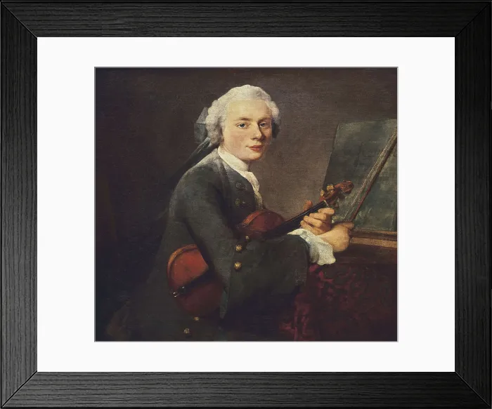 Framed Print : CHARDIN, Jean Baptiste Simon (1699-1779). Young Man with a Violin, or Portrait of Charles Theodose Godefroy. 1758. Oil on canvas. FRANCE. Paris. Louvre Museum