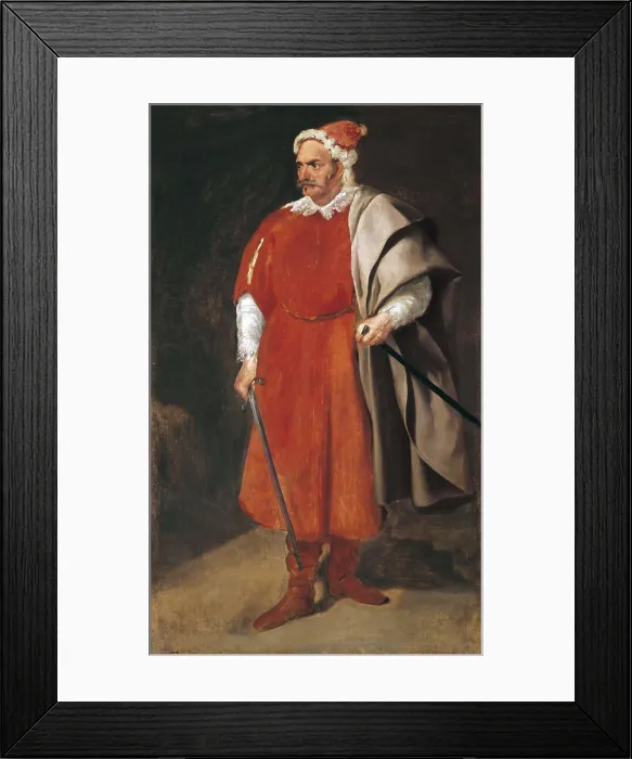 Framed Print : VELAZQUEZ, Diego Rodrguez de Silva (1599-1660). Portrait of the Buffoon Redbeard, Cristobal de Castaneda. 1635. Buffoon of Philip IV's court. Baroque art
