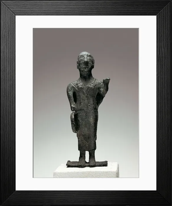 Framed Print : Iberian ex-voto. 3rd BC. Iberian art. Sculpture on bronze. SPAIN. Madrid. National Museum of Archaeology. Proc: SPAIN. Santa Elena. Sanctuary of Collado de los Jardines