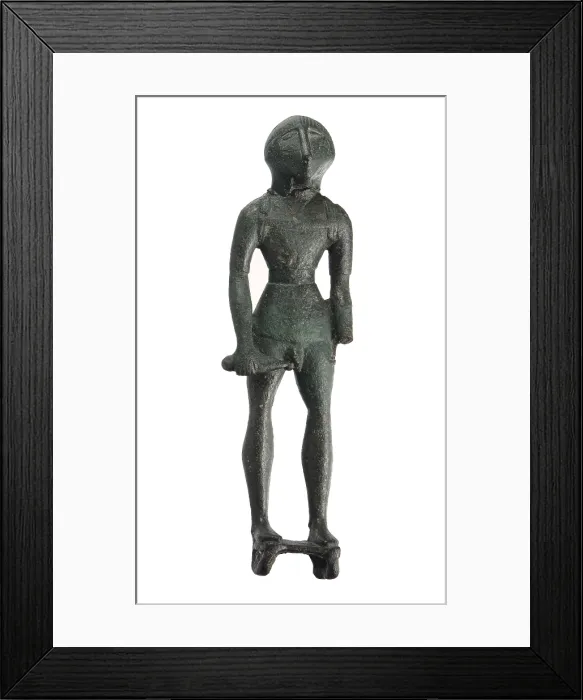 Framed Print : Iberian ex-voto: Warrior. 3rd BC. Iberian art. Sculpture on bronze. SPAIN. Madrid. National Museum of Archaeology. Proc: SPAIN. Santa Elena. Sanctuary of Collado de los Jardines