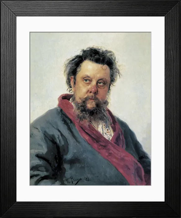 Framed Print : Repin, Ilya Yefimovich (1844-1930). Portrait of Modest Mussorgsky. 1881. Realism. Oil on canvas. RUSSIA. Moscow. Tretyakov Gallery. AISA / Everett Collection**US SALES ONLY**