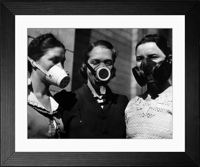 Framed Print : Dust masks worn during the Dust Bowl, 1936. Courtesy: CSU Archives / Everett Collection