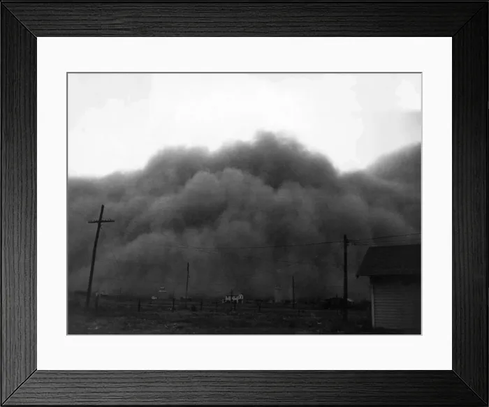 Framed Print : A dust storm in Hugoton, Kansas, 1936. Courtesy: CSU Archives / Everett Collection