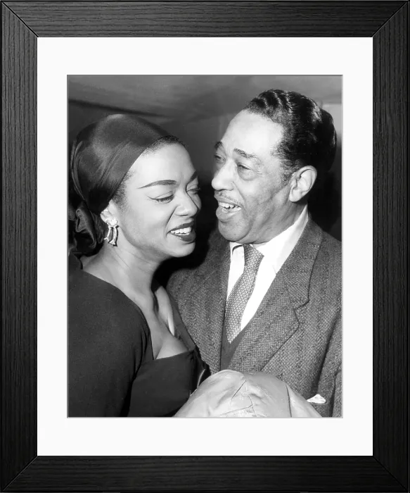 Framed Print : PARIS: American jazz band leader Duke Ellington chats with pianist-singer Hazel Scott at a reception given in his honor at the American Cultural Center in Paris Framed Print : PARIS: American jazz band leader Duke Ellington chats with pianist-singer Hazel Scott at a reception given in his honor at the American Cultural Center in Paris
