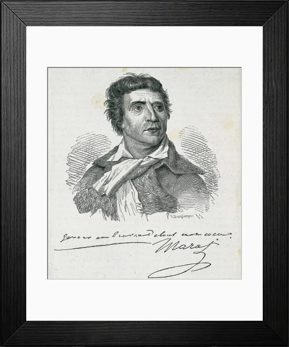 Framed Print : MARAT, Jean-Paul (1743-1793). Etching. AISA / Everett Collection**US SALES ONLY** Framed Print : MARAT, Jean-Paul (1743-1793). Etching. AISA / Everett Collection**US SALES ONLY**