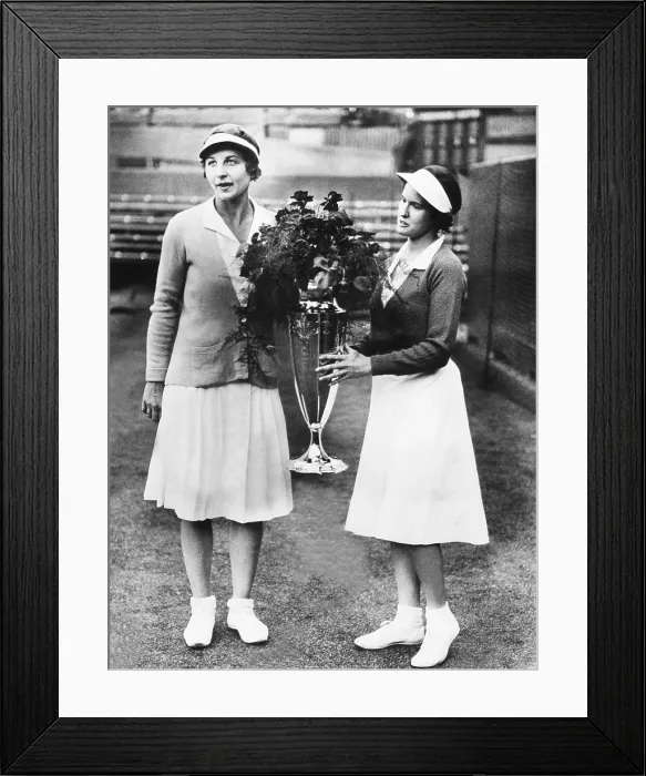 Framed Print : Helen Wills Moody (left) and Sarah Palfrey, with the Wightman Cup. June 20, 1932. The winning doubles partners were presented the trophy by Princess Victoria Framed Print : Helen Wills Moody (left) and Sarah Palfrey, with the Wightman Cup. June 20, 1932. The winning doubles partners were presented the trophy by Princess Victoria