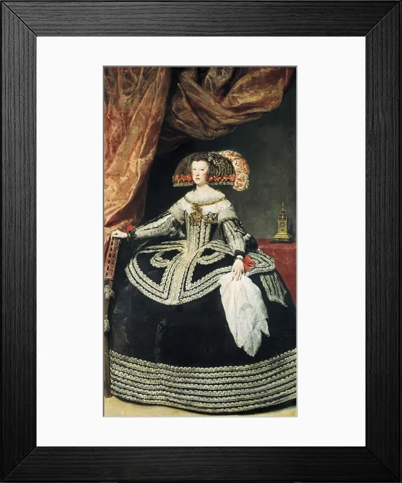 Framed Print : VELAZQUEZ, Diego Rodrguez de Silva (1599-1660). Queen Mariana of Austria. 1652 - 1653. Baroque art. Oil on canvas. SPAIN. Madrid. Prado Museum Framed Print : VELAZQUEZ, Diego Rodrguez de Silva (1599-1660). Queen Mariana of Austria. 1652 - 1653. Baroque art. Oil on canvas. SPAIN. Madrid. Prado Museum