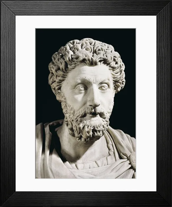 Framed Print : MARCUS AURELIUS, Caesar Marcus Aurelius Antoninus Augustus (121-180). Roman art. Early Empire. Sculpture on marble. ITALY. Naples. National Museum of Archaeology Framed Print : MARCUS AURELIUS, Caesar Marcus Aurelius Antoninus Augustus (121-180). Roman art. Early Empire. Sculpture on marble. ITALY. Naples. National Museum of Archaeology