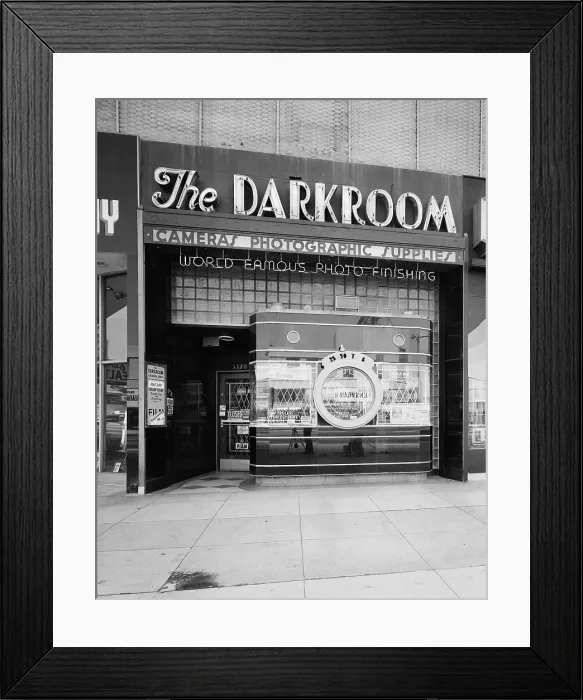 Framed Print : Los Angeles, The Darkroom, camera and photography store, an example of Streamline Moderne design