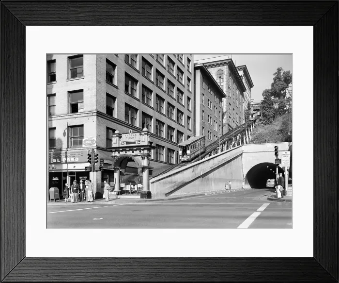 Framed Print : Los Angeles, Angels Flight, the last remaining cable railway in the City of Los Angeles