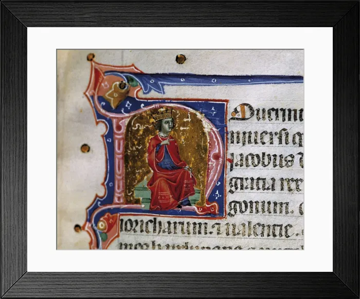 Framed Print : James I 'the Conqueror'. Folio 19 of 'Llibre de franqueses i privilegis del Regne de Mallorca'. Gothic art. Miniature Painting. SPAIN. Palma de Mallorca Framed Print : James I 'the Conqueror'. Folio 19 of 'Llibre de franqueses i privilegis del Regne de Mallorca'. Gothic art. Miniature Painting. SPAIN. Palma de Mallorca