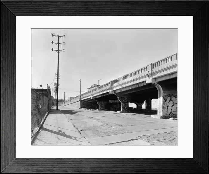 Framed Print : Los Angeles, North Spring Street Bridge, California, photograph 1980s